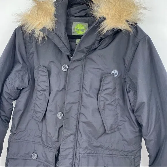 Timberland Fur Trim Quilted Button Pocketed Zip Parka Jacket outerwear urban