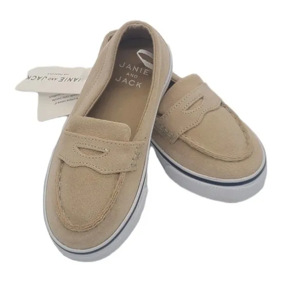 Toddler Janie And Jack Tan Suede Leather Penny Loafers Size 6