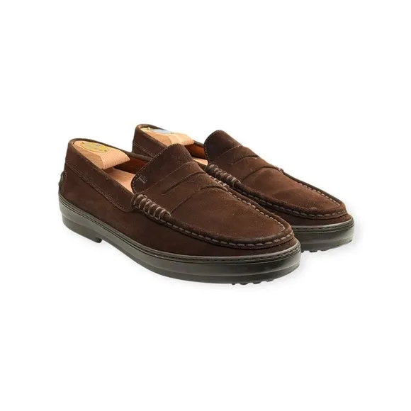 Tod’s ❂ Luxury Slip On Penny Loafers ❂ Choc Brown Suede ❂ 10.5 ❂ Vibram Sole