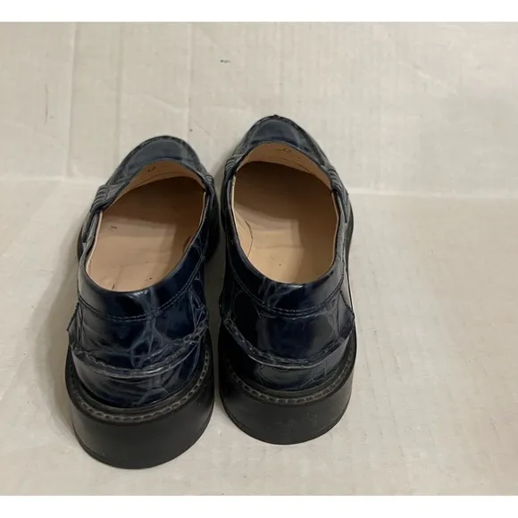 Tod’s Navy Blue Croc Embossed Loafers