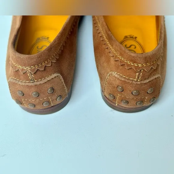Tod’s Suede Loafers, light brown, logo, size 36.5, US 6.5