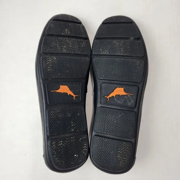Tommy Bahama Nassau Venetian Loafer Mens 10 D Black Leather Slip On Comfort