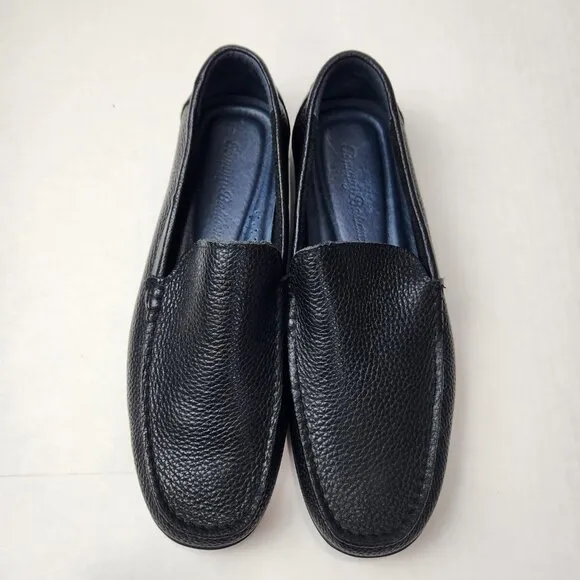 Tommy Bahama Nassau Venetian Loafer Mens 10 D Black Leather Slip On Comfort
