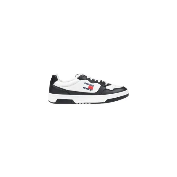 Tommy Hilfiger Jeans Leather Lace-Up Sneakers with Rubber Sole Men White