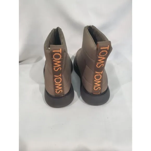 Toms Puffer Womens Front Zip Quilted Ankle Boots size7.5. S69