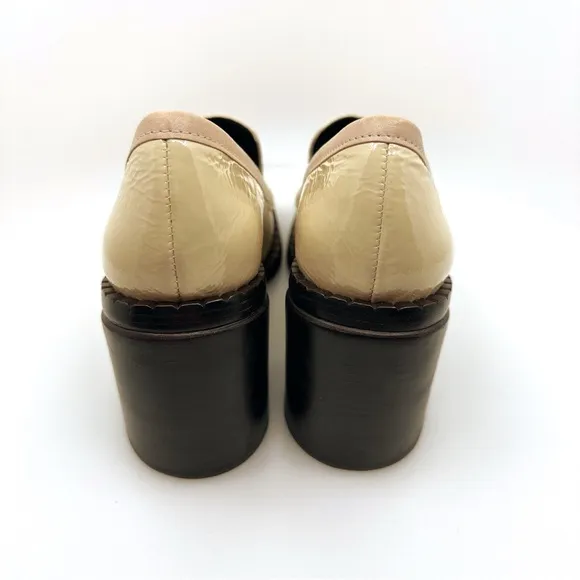 Tory Burch 70s Square Heeled Loafer 85mm Size 7.5 Cream