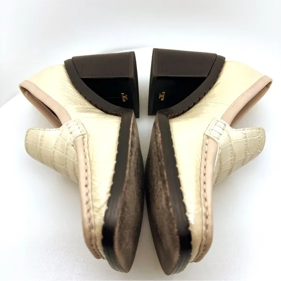 Tory Burch 70s Square Heeled Loafer 85mm Size 7.5 Cream