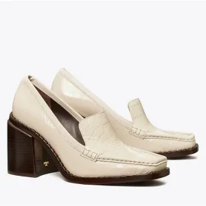 Tory Burch 70s Square Heeled Loafer 85mm Size 7.5 Cream