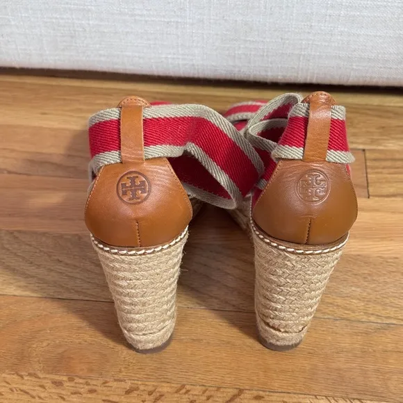 Tory‎ Burch Adonis Red Rope Wedges Wedge Espadrilles Size 7B
