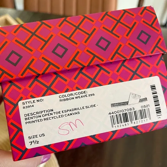 Tory Burch Benton Multicolor Ribbon Printed Canvas Espadrille Open Toe Sandals