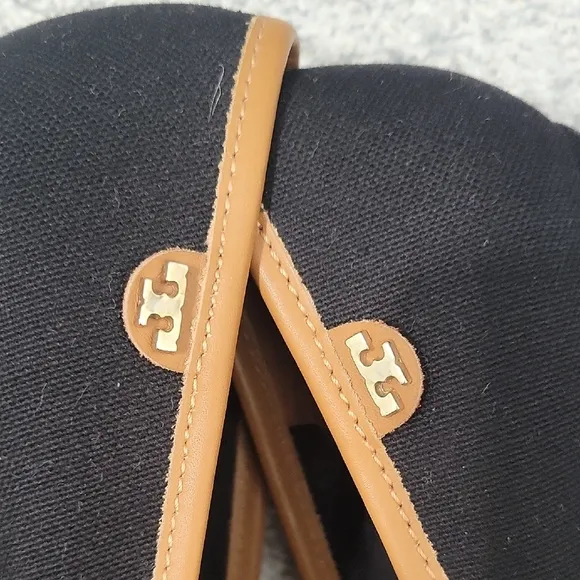 Tory Burch Black and Tan Espadrille Flats