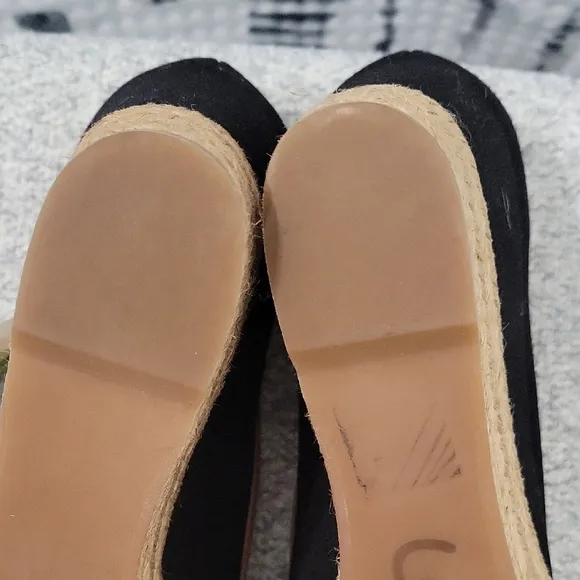 Tory Burch Black and Tan Espadrille Flats