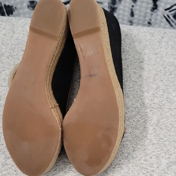 Tory Burch Black and Tan Espadrille Flats