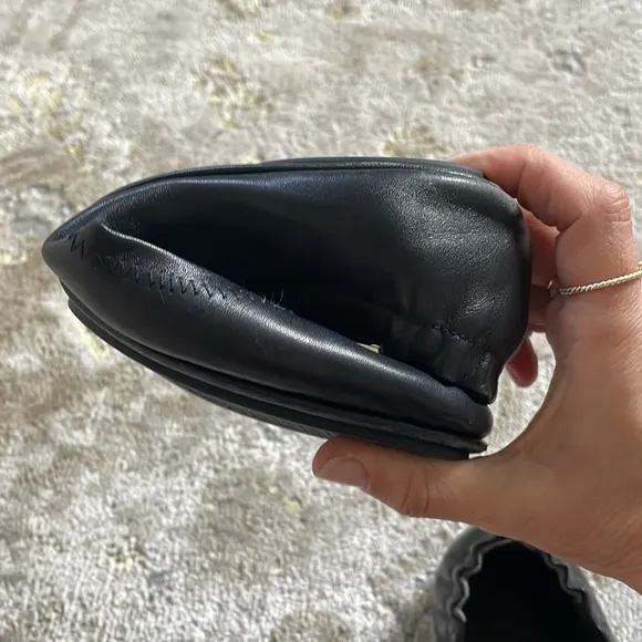 Tory Burch Black Minnie Travel Ballet Flats Gold Logo