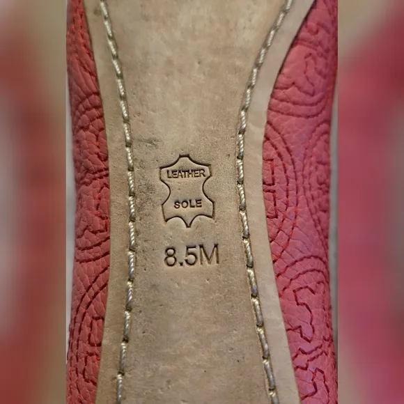 Tory Burch Coral Rose Petal Chelsea Stitched Logo Ballerina Flats Size 8.5M