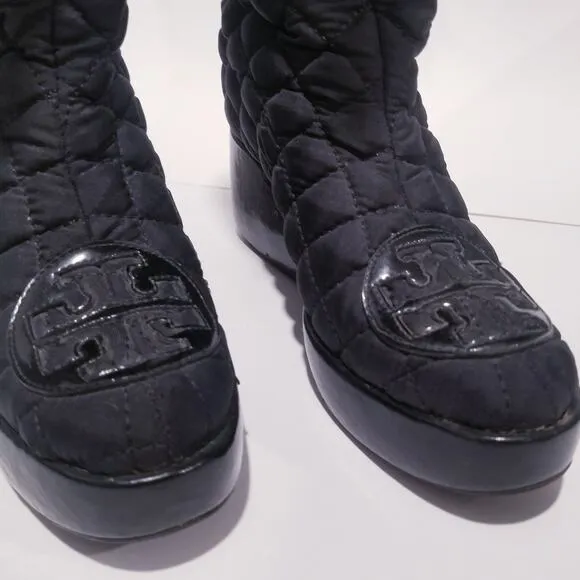 Tory Burch Gigi Black Quilted Tassels Boots
