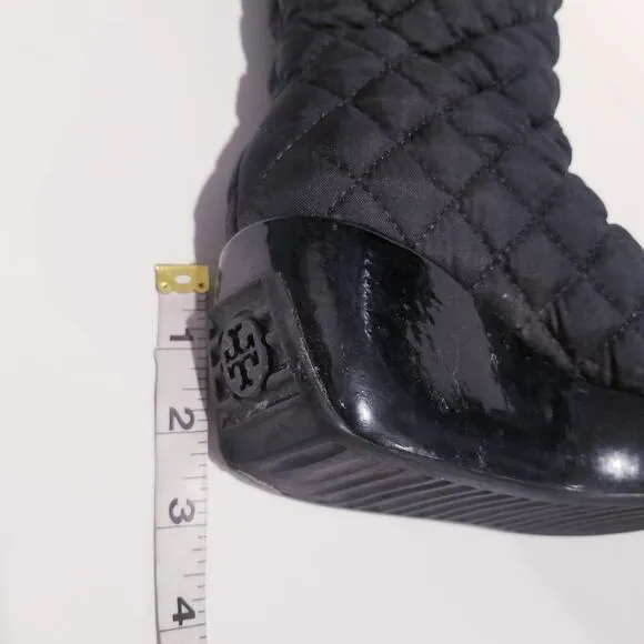 Tory Burch Gigi Black Quilted Tassels Boots