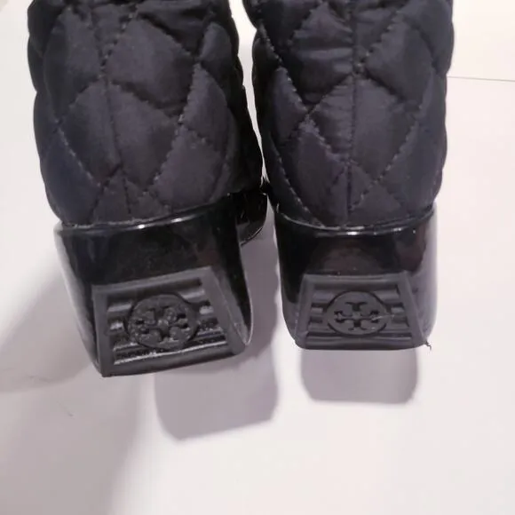 Tory Burch Gigi Black Quilted Tassels Boots