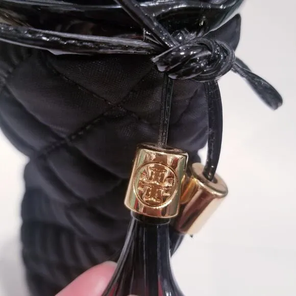 Tory Burch Gigi Black Quilted Tassels Boots
