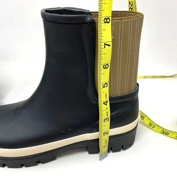 Tory Burch Hurricane Boots Foul Weather Ankle Rain Boots Black Size 9 NWOB