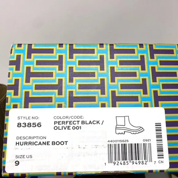 Tory Burch Hurricane Boots Foul Weather Ankle Rain Boots Black Size 9 NWOB