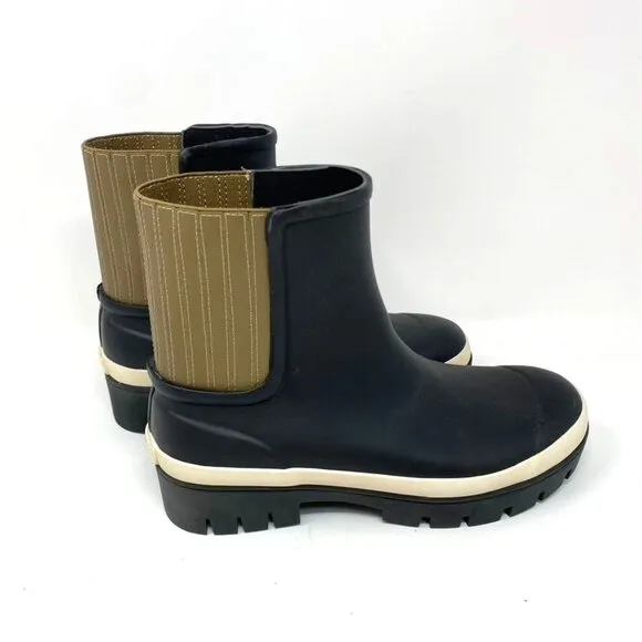Tory Burch Hurricane Boots Foul Weather Ankle Rain Boots Black Size 9 NWOB