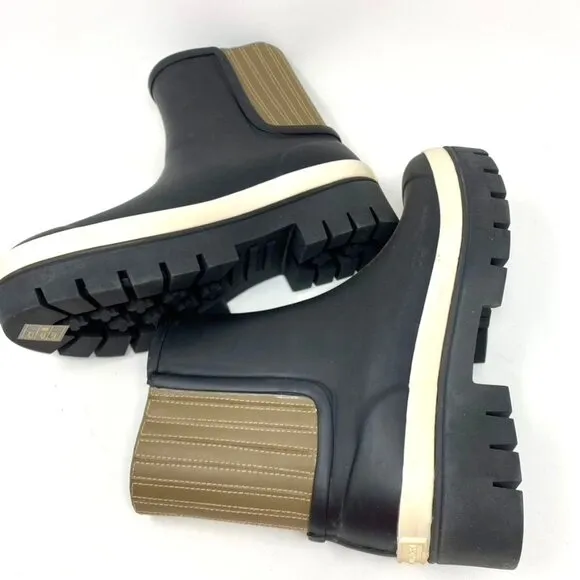 Tory Burch Hurricane Boots Foul Weather Ankle Rain Boots Black Size 9 NWOB