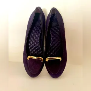 Tory Burch Jess Purple Calf Hair Flats Sz 7.5M