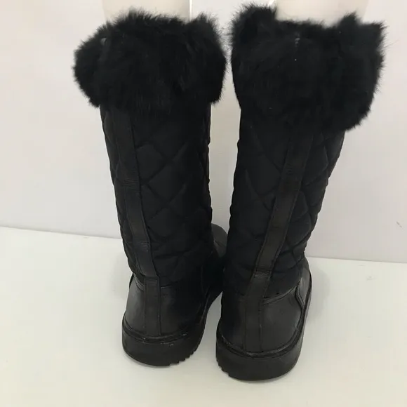 Tory Burch Joey Fur Trim Quilted Winter Boots Size 8
