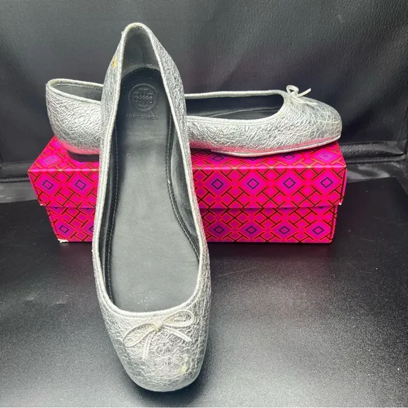 Tory Burch Laila 2 driver  Silver Ballet Flats