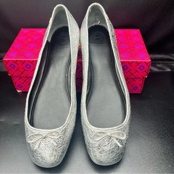 Tory Burch Laila 2 driver  Silver Ballet Flats