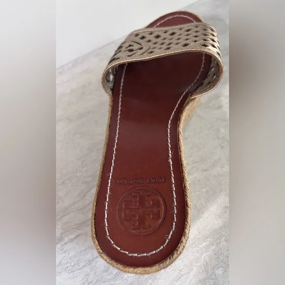 Tory Burch | Leather Thatched Espadrille Platform Sandals | 9 | Authenticated‼️