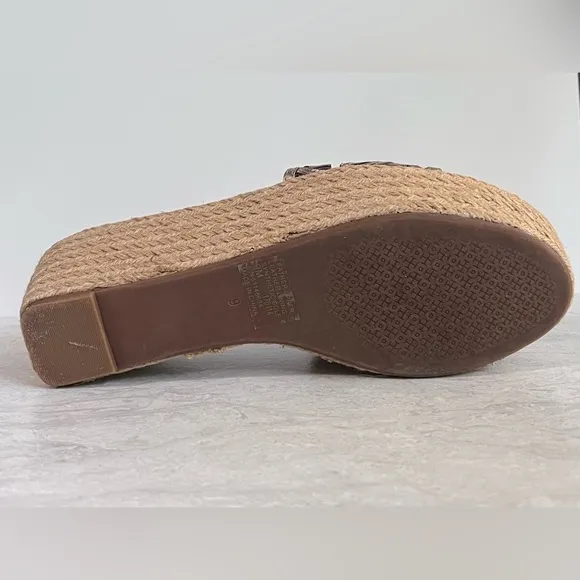 Tory Burch | Leather Thatched Espadrille Platform Sandals | 9 | Authenticated‼️