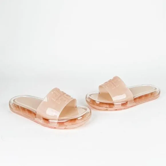 Tory Burch Logo-Embossed Bubble Jelly Slides