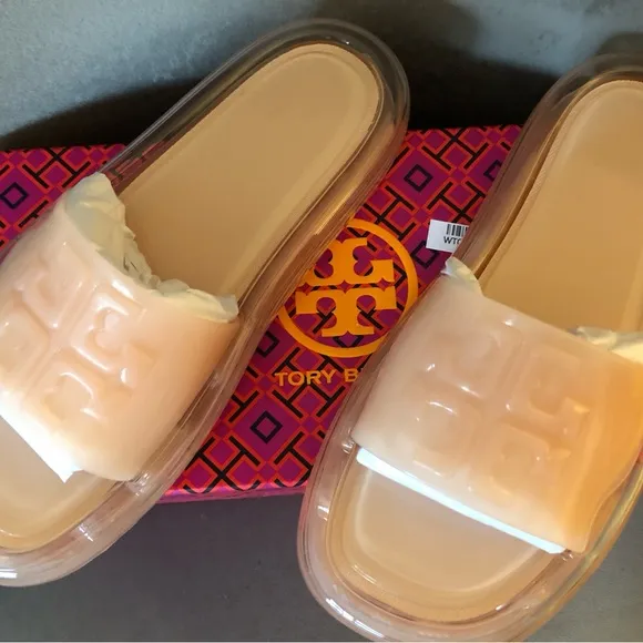 Tory Burch Logo-Embossed Bubble Jelly Slides
