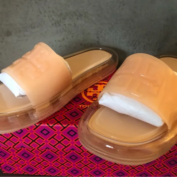 Tory Burch Logo-Embossed Bubble Jelly Slides