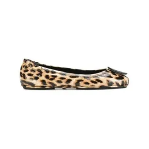 Tory Burch Logo Size 8 Minnie Travel Work Leopard Patent Leather Ballet Flats