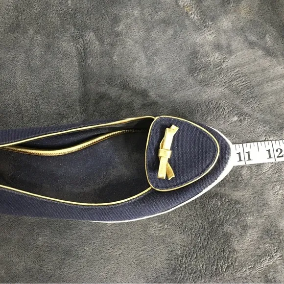 Tory Burch Marni Satin D’Orsay Flats Vintage Slip On Navy Blue With Bow READ