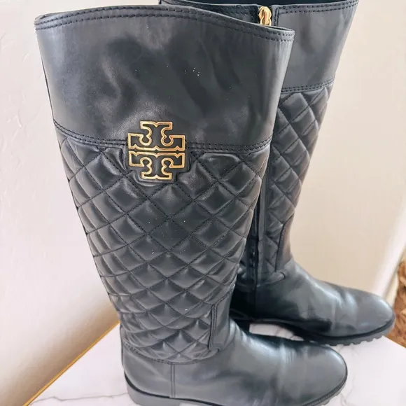 Tory Burch Melinda Quilted Leather Riding Boots Size 10