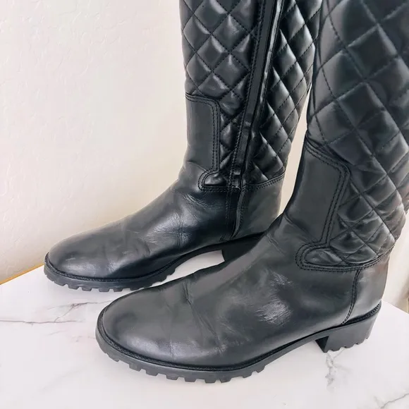 Tory Burch Melinda Quilted Leather Riding Boots Size 10