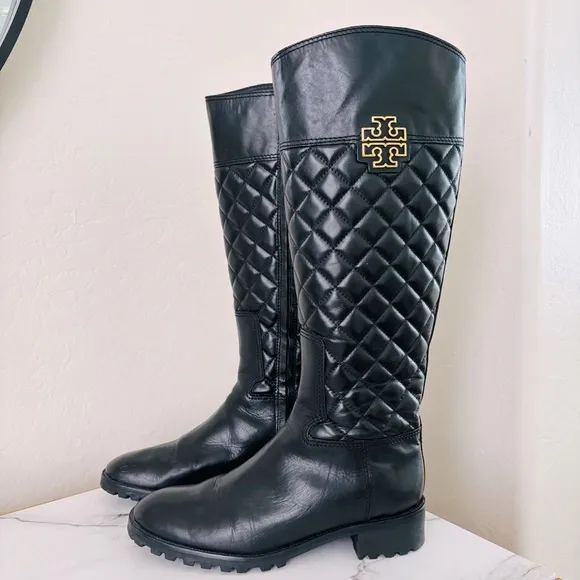 Tory Burch Melinda Quilted Leather Riding Boots Size 10