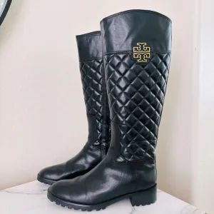 Tory Burch Melinda Quilted Leather Riding Boots Size 10