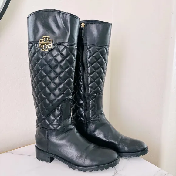 Tory Burch Melinda Quilted Leather Riding Boots Size 10