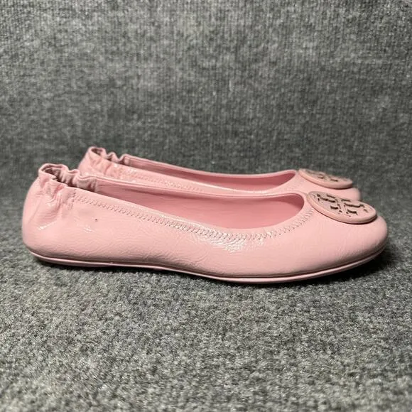Tory Burch Minnie Travel 75472 Womens 8M Ballet Flats Pink Casual Slip On Shoes