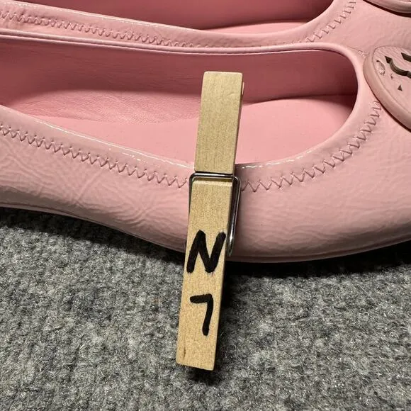 Tory Burch Minnie Travel 75472 Womens 8M Ballet Flats Pink Casual Slip On Shoes