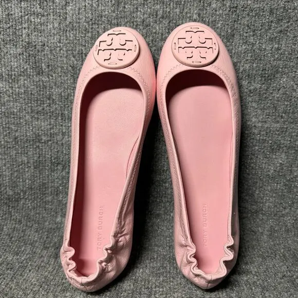Tory Burch Minnie Travel 75472 Womens 8M Ballet Flats Pink Casual Slip On Shoes