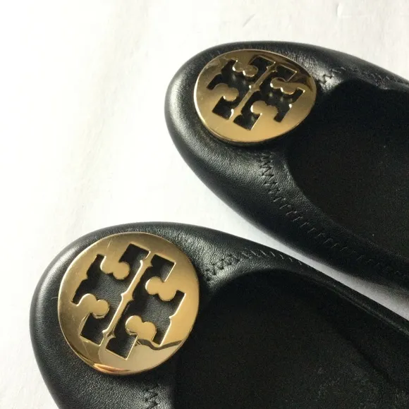 TORY BURCH MINNIE TRAVEL BALLET FLATS BLACK SIZE 9 NWOT