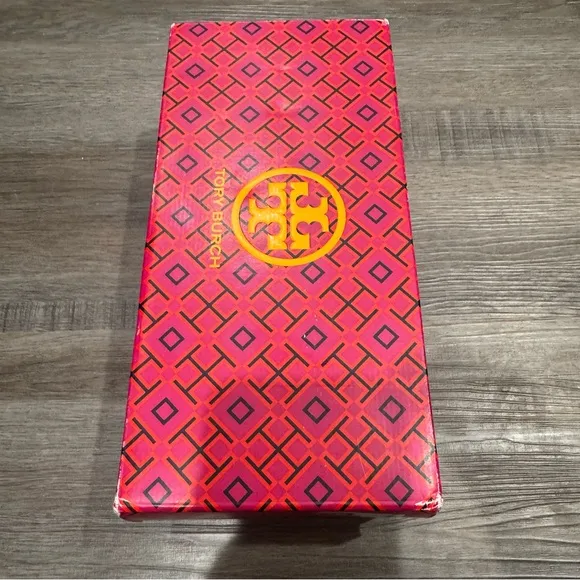 Tory Burch Minnie Travel Ballet Purple Leather Silver Logo Ballet Flats