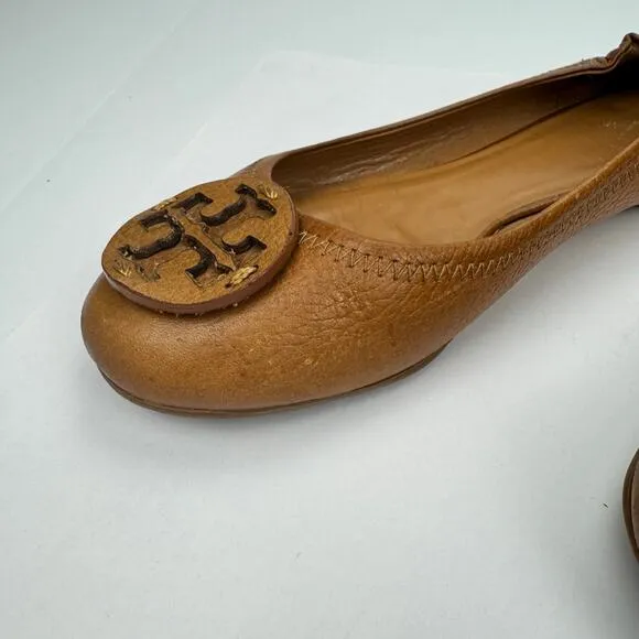 Tory Burch Minnie Travel Brown Soft Leather Lightweight Ballet Flats Shoes Sz 7M