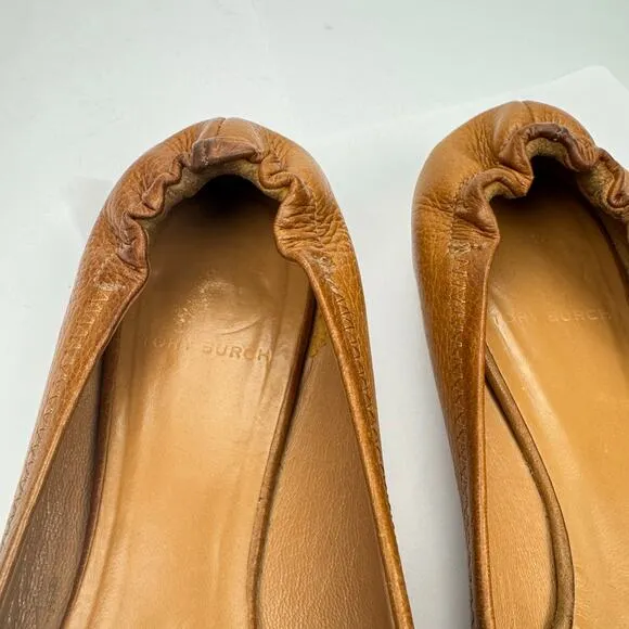 Tory Burch Minnie Travel Brown Soft Leather Lightweight Ballet Flats Shoes Sz 7M